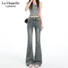 Jeans Bootcut de Cintura Alta para Mulheres no Verão de 2025 Tendência Versátil Novo Retro Perna Larga Elástico Flare Calças