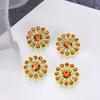Broca flor de ameixa redonda 14mm fivela de broca de três camadas miçangas de flores multicoloridas redondas acessórios de cabelo DIY cor strass de flor dupla