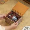 Caja de embalaje para juego de té con taza de porcelana, caja de regalo con brocado de franela, olla de arena morada, cuenco con tres tapas, caja de brocado, caja de regalo, caja vacía