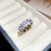 Anel Aberto de Renda Redondo Zircônia Super Brilhante Design Moderno Índice Dedo Anel Joia de Mão Feminina Toque de Luxo Leve