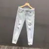Calça Jeans Rasgada Masculina Tendência Estilosa Personalidade Verão Slim Fit Cropped Desgastada Marca Tendência Calça Cropped Masculina