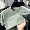 Camiseta de Corrida Esportiva ao Ar Livre Refrescante de Secagem Rápida para Homens, Verão Gelo Seda Elástica Fitness Cor Sólida Manga Curta Atacado