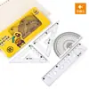 Régua Retrátil de PVC de 20cm com Estojo Macio, Design Perfurado Ondulado, Régua para Desenho e Medição de Estudante, Régua Triangular, Transferidor com Escala