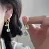 Aretes Colgantes Redondos Elegantes de Jade Dorado de Buena Fortuna Estilo Chino Nuevo, Sensación de Lujo Ligero de Gama Alta, Aretes de Dama Noble, Aretes de Accesorios de Estilo Antiguo