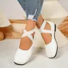 Correas de comercio exterior transfronterizas lazo Niñas suela suave casual zapatos individuales para niñas zapatos individuales tenedor tacón grueso blanco