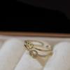 Exquisito Sentido del Diseño Anillo Ajustable de Apertura con Nudo de Doble Capa Anillo de Alto Sentido Versátil Temperamento Sencillo Primera Joyería