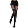 Medias de Rejilla Talla Plus para Mujer, Medias Finas Caladas con Liguero, Pantimedias de Empalme de Tres Rayas, Pantimedias Sexy con Borde de Encaje