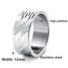 Novo Ano Novo Hot-Selling Tendência Aço Titânio 12mm Largura Textura Martelada Anel Personalizado para Homens e Mulheres, Fonte Dropshipping