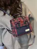 Mochila Multiusos Estilo Universitario con Lazo, Mochila Nueva a Cuadros Estilo Coreano para Niñas, Bolso Cruzado de Diseño de Nicho