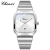 Reloj Chenxi para Hombre Reloj de Cuarzo Nuevo Cuadrado Moda Estilo de Negocios Reloj de Pulsera Calendario Resistente al Agua Correa de Acero Venta al por Mayor Transfronteriza