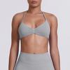 Sutiã Esportivo Cruzado de Cor Sólida Liso Lindo Costas Apertadas Alta Elasticidade Decote Halter para Corrida Fitness Yoga Feminino