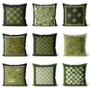 Cojín Decorativo para Sofá Estilo Medieval Color Verde Oliva, Cojín Geométrico Retro para Cabecera, Cojín Decorativo para Sala de Estar Estilo Chino Nuevo, Dropshipping