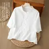 26 Novedad de Verano Ropa para Mujer de Algodón y Lino, Chaqueta Cardigan Botones Retro Chino de Ramio Lavado a la Arena Cosida a Mano para Mujer