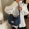 Bolsa de ombro em jeans lavado retrô, grande capacidade, bolsa transversal casual, bolsa estilo bolinho para estudantes, nova coleção primavera 2026