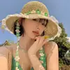 Chapéu de Palha com Cadarço de Verão para Mulheres, Chapéu Versátil com Proteção Solar para Férias na Praia, Perfeito para Fotos
