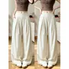 Pantalones de pierna ancha de seda helada de secado rápido color albaricoque para mujer, nuevo modelo verano 2026, tiro alto, adelgazantes, pantalones deportivos casuales de corte holgado
