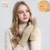 Luvas Femininas de Novo Estilo para Outono e Inverno, Camada Dupla, Forradas com Lã, Espessadas, Quentes, à Prova de Frio, Luvas de Tricô