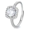 Anillo Cuadrado de Diamante de Plata de Ley 925 para Mujer, Anillo Cuadrado Sencillo y Versátil Full Diamond, Joyería de Plata Moderna y Elegante Personalizada