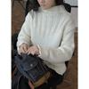 Suéter de Lã Novo Inverno Coreano Dongdaemun Retrô Preguiçoso com Gola Alta Meia Espesso Quente Top para Mulheres