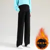 Pantalones de Pierna Ancha con Forro de Forro Polar para Maternidad de Primavera y Otoño para Mujer 2026 Nuevos Tallas Grandes Sueltos Rectos Adelgazantes Casuales para Mamás Embarazadas