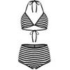 Nuevo bikini de rayas para mujer estilo ins, traje de baño de dos piezas para chica hot para vacaciones en aguas termales, directo del fabricante