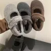 Sapatos Peludos com Solado Grosso Aumentadores de Altura Femininos 2026 Outono/Inverno Novos Retro Lã Fofa Forrados Quentes Mary Jane Sapatos de Algodão