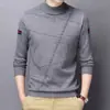 Suéter de Otoño e Invierno para Hombre Joven y de Mediana Edad Manga Larga Cuello Alto Múltiples Colores Camisa Base Rayada Adornado Suéter Cálido para Hombre