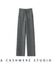 Novedad Otoño/Invierno Pantalones de Cachemira para Mujer Pantalones Gruesos de Cachemira de Pierna Ancha Adelgazantes Color Sólido Diseño con Costura Central con Cordón Pantalones Casuales