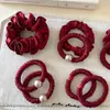 Lazo para el cabello de Satén Rojo de Alta Gama, Suave y Fácil de Usar, para Peinados de Cola de Caballo Baja y Moños, Cuerda para el Cabello, Accesorio Elástico para el Cabello para Mujeres