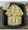 Camisa Masculina Retrô de Manga Curta Estilo Japonês com Estampa de Rosto Divertida Tendência Coreana Solta Top Tendência