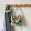Bolso Tejido de Moda con Bloques de Color para Mujer 2026 Primavera Nuevo Estilo Ins Simple Casual Bolso Cubo Elegante Bolso de Hombro