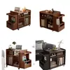Mesa Lateral Móvil, Gabinete Lateral para Sofá, Gabinete Lateral, Gabinete de Almacenamiento Doméstico para Sala de Estar, Estante de Almacenamiento, Mesa de Café de Madera Maciza, Carrito Pequeño