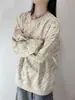 Moletom Redondo Tie-Dye Estampado Damasco Masculino Inverno Estilo Hong Kong Manga Longa Camiseta Top Pesado Americano para Casal