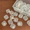 Caixa Pequena Transparente de Plástico Caixa Quadrada Mini com Tampa para Tampões de Ouvido, Joias, Brincos, Caixa de Tarrachas, Caixa de Peças