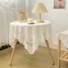 Toalha de Mesa de Renda em Estilo Vintage Off-White, Mesa de Centro Levemente Luxuosa, Gabinete de TV de Cabeceira, Capa Retangular à Prova de Poeira, Toalha de Mesa Redonda