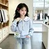 Conjunto de primavera y otoño para niña: nueva sudadera dulce de estilo coreano con cuello marinero y pantalones vaqueros de moda con estampado de estrellas, un conjunto de dos piezas