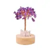 Árvore da Fortuna de Pedras de Cristal Naturais Luminária Noturna Cluster de Cristal Branco Brilhante Lâmpada USB de Cabeceira Árvore de Cristal para Casa e Escritório