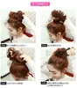 Peruca cabeça de meia bola cabeça de botão de flor rolo de flor elástico faixa de cabelo bolsa de cabelo fofa cabelo natural penteado para cima rolo curto realista feminino