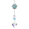 Pedra Natural Metal com Cravação de Diamantes Patinha de Cachorro Sino de Vento para Pátio Jardim Externo Pingente de Cristal Pegador de Sol Suprimento Transfronteiriço