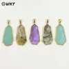 WT-P2127 Colgante de Piedra Centelleante Translúcida con Forma Geométrica Amatista Amazonita Chapado en Oro de 18k Accesorios de Joyería