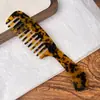Peine ancho de lujo con patrón de carey de acetato para uso doméstico, antiestático, alisa el cabello, cuidado del cabello, disponible en varios colores, peine con mango para peinar el cabello