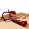 Fio de Algodão Floral Estilo Xizang com Borla de Quatro Fios Acessórios DIY Versátil Tecelagem Bolsa com Borla Chaveiro