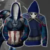 Moletom com Zíper 3D Capitão América Vingadores 4 cosplay Anime Mercadoria Blusa