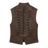 Artículo Caliente de Venta Rápida Transfronterizo Moda Femenina Nueva Primavera 2026 Chaleco con Botón de Nudo de Cuerda Textura de Gamuza