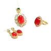 Conjunto de Tres Piezas de Ágata Roja Natural Guan Yu Colgante Pendientes Anillo Conjunto de Calcedonia Venta al por Mayor Dropshipping S3121205