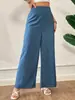 Pantalones Holgados de Pierna Ancha de Cintura Alta para Mujer, Color Sólido Casual, Pantalones Largos Versátiles de Moda, Venta al por Mayor Primavera 2025 Temu Transfronterizos Europeos y Americanos