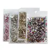 Rhinestones Irregulares de Fondo Plano para Uñas, 1440 Piezas, Venta al por Mayor, Cristales de Vidrio Mixtos en Color Blanco Transparente y Champaña, Decoraciones para Uñas