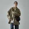 FP Casaco de Trabalho Caseiro Feminino 24ss Outono e Inverno Algodão Puro Gola com Costura Jaqueta Casaco Casual Coreano de Comprimento Médio