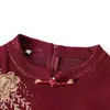 Vestido de noiva para mães, vestido de outono de manga comprida, elegante e emagrecedor, roupas para mulheres de meia-idade e idosas, vestido cheongsam para sogra