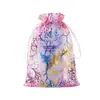 Venta al por mayor del fabricante Pantalones de Organza con Bolsillo de Solapa y Cordón con Patrón de Coral Dorado Colorido Bolsa de Regalo Bolsa Pequeña Joyería Lápiz Labial Bolsa de Malla